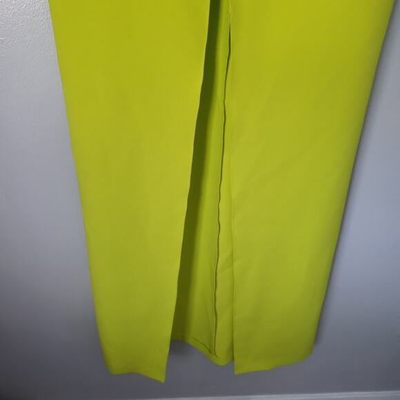 NWT $2230 Safiyaa Abra crêpe and satin gowncape-effect Sz S neon Green Cocktail - Picture 15 of 16